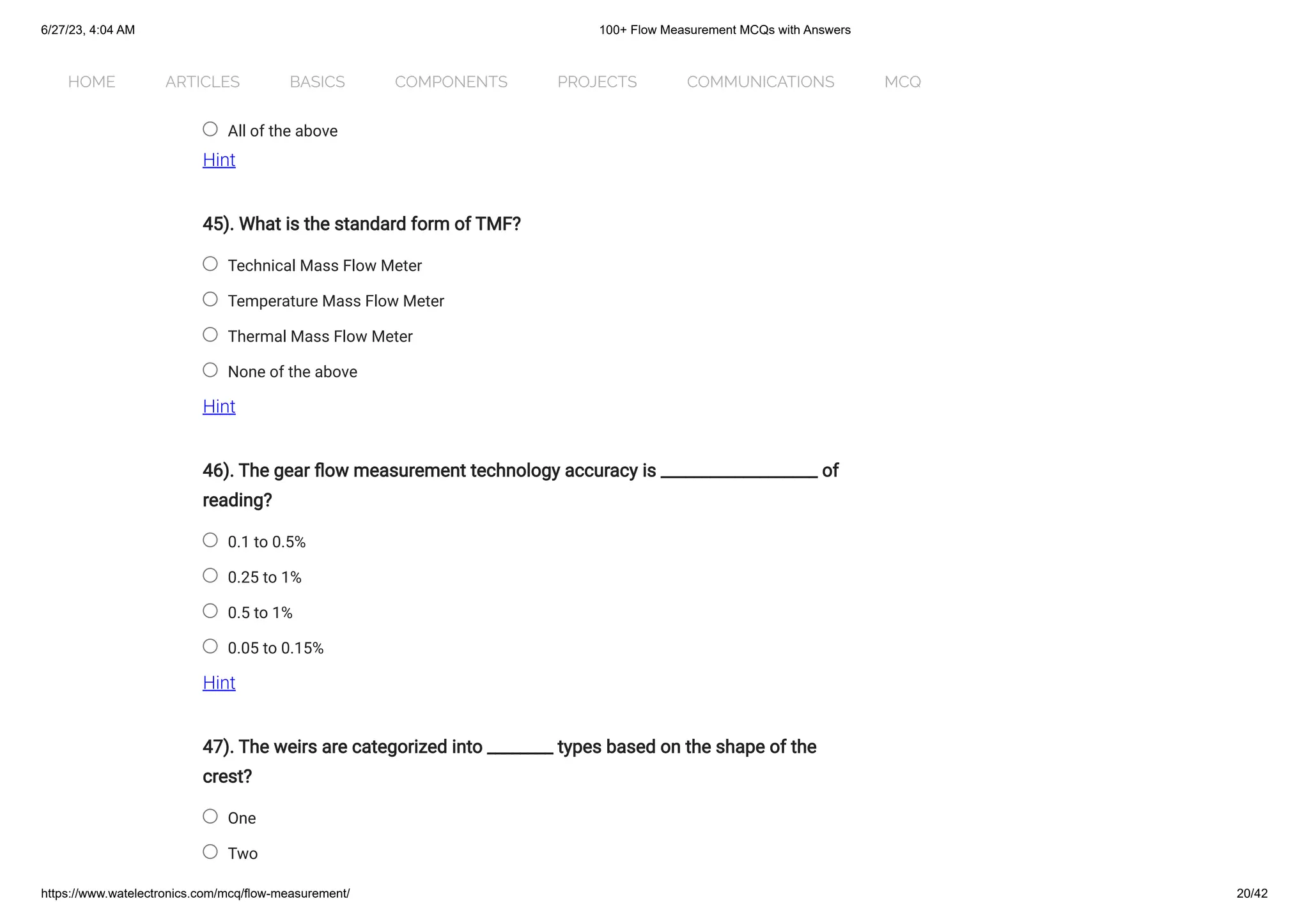 Measurement Mcqs With Answers Pdf