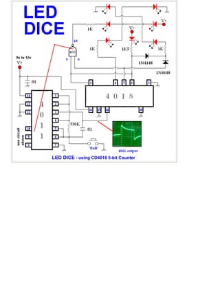 LED DICE - using CD4018 5-bit Counter
 