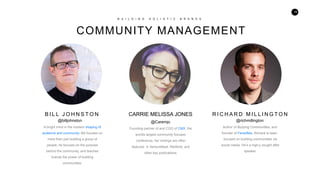 16
COMMUNITY MANAGEMENT
B U I L D I N G H O L I S T I C B R A N D S
A bright mind in the modern shaping of
audience and co...