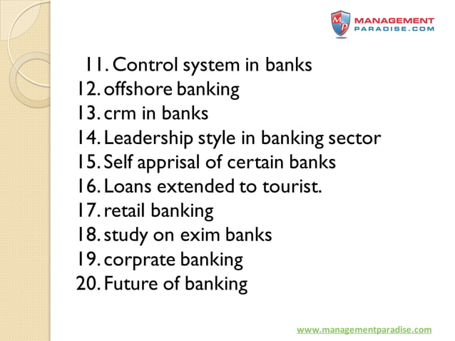 100 Marks Topics For Banking And Insurance Projects