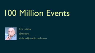 100 Million Events
    Eric Lubow
    @elubow
    elubow@simplereach.com
 