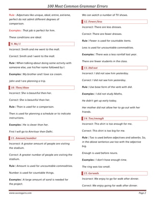 100 most common grammar errors | PDF