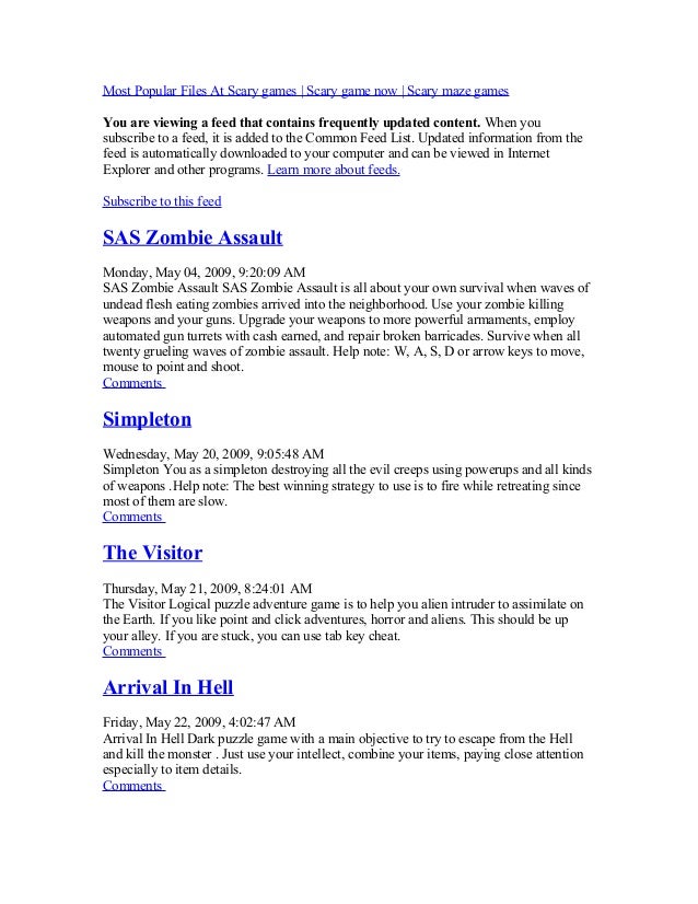 100 Most popular scary games - 