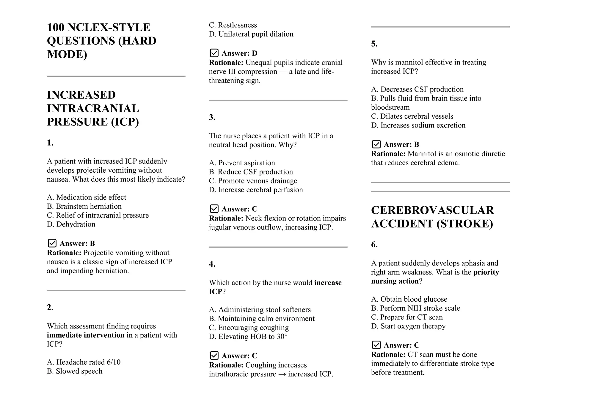 100 NCLEX-NEURO that is helpful for sn.pdf