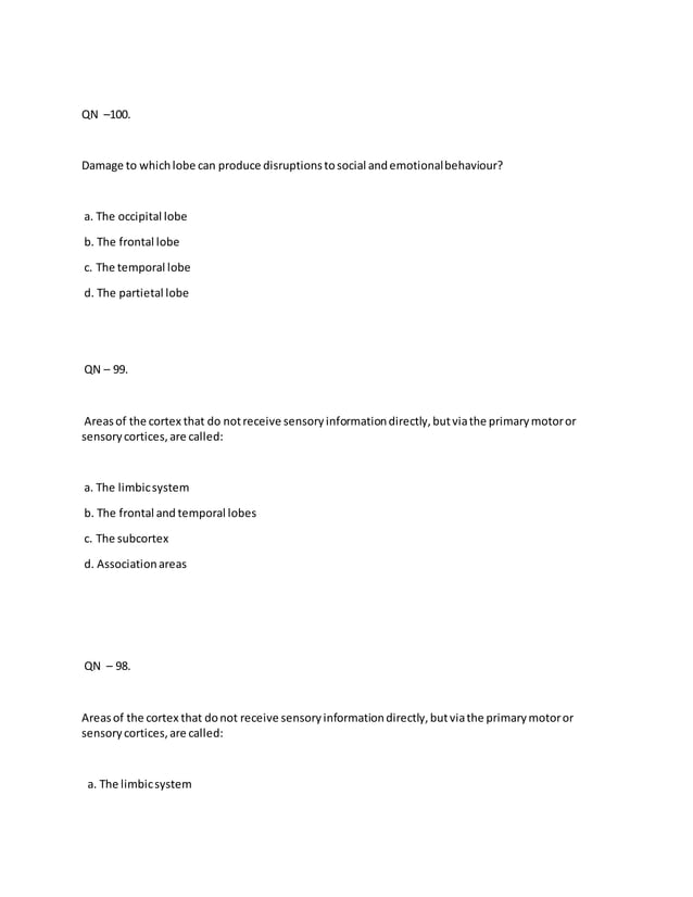 NEUROANATOMY MULTIPLE CHOICE QUESTIONS AND ANSWERS PDF visual data 6