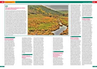 100 preguntas, 100 respuestas                                                                                                                                                                          andalUCía InnOVa. FEBRERO 2011




                                                                                                                                                                     América, Europa y Asia. La taiga      Nueva Orleáns donde, además

        21                                                                                                                                                           está dominada por un clima frío
                                                                                                                                                                     continental, con fuertes varia-
                                                                                                                                                                                                           de sufrir una gran devastación
                                                                                                                                                                                                           a causa de los fuertes vientos,
        ¿Por qué algunos bosques se visten                                                                                                                           ciones estacionales. En verano        sus diques de protección no
                                                                                                                                                                     está coloreado de verde, gris y       resistieron al paso del huracán
        de colores en otoño?                                                                                                                                         marrón; en otoño añade salpi-         Katrina, y el agua del lago y los
        DD  Durante los meses de otoño, en latitudes templadas, gran                                                                                                 caduras de amarillo y rojo; y el      canales cercanos inundaron la
        cantidad de árboles pierden todas sus hojas: son las llamadas                                                                                                largo invierno norteño convierte      ciudad. El 2 de septiembre de
        especies caducifolias. Por el contrario, otros las mantienen                                                                                                 el bosque en un paisaje de blan-      2005, el 85% de la ciudad de
        durante todo el año: son las especies perennifolias. Pero, ¿qué                                                                                              ca soledad. En algunos de estos       Nueva Orleans estaba bajo el
        ventaja hay en desprenderse de materia que le ha costado a la                                                                                                bosques, el suelo está influencia-    agua, donde en algunas zonas
        planta conseguir, y que le sirve además para seguir “alimentán-                                                                                              do por el permafrost, una gruesa      llegó a 7 m de profundidad.
        dose”? Los bosques de hoja caduca, como los hayedos del norte                                                                                                capa de hielo que permanece
        de la Península Ibérica, tiran sus hojas durante el invierno como                                                                                            helada durante parte del año,         26
        una defensa frente a las condiciones adversas de esta estación.                                                                                              conservando la humedad del            ¿Puede un bosque
        Durante este periodo, los árboles crecen o se desarrollan poco,                                                                                              mismo pero disminuyendo la            absorber la niebla?
        ya que no pueden “alimentarse” realizando la fotosíntesis. Sin                                                                                               tasa de descomposición y la           DD árboles presentan una
                                                                                                                                                                                                              Los
        embargo, durante la estación primaveral lo compensan pro-                                                                                                    disponibilidad de nutrientes, por     estructura ramificada, con
        duciendo hojas que suelen ser de mayor tamaño que las de las                                                                                                 lo que suelen ser poco fértiles. El   ramas y hojas orientadas en
        especies perennifolias, y presentando una actividad fotosintéti-                                                                                             silencio de un bosque boreal se       distintos ángulos y, a veces,
        ca mayor. Durante el otoño, los árboles caducifolios reabsorben                                                                                              rompe por algunos sonidos de          pinchos o incluso otras plantas
        toda la materia útil de las hojas antes de desprenderse de ellas.                                                                                            animales: el aullido de un lobo, el   (epifitas) que pueden actuar
        Las diferencias de color se deben a diferentes pigmentos, tales                                                                                              ulular de una lechuza, la estam-      como elementos condensado-
        como los carotenoides, que provocan las hojas de color amari-                                                                                                pida de un caribú y acompañado        res de la humedad atmosférica
        llo, o las antocianinas, principales responsables de los colores                                                                                             por el viento incesante que cruza     y/o conductores de la niebla
        rojizos y anaranjados. Esto da lugar a la gran variedad y belleza                                                                                            los árboles. El hombre ha empe-       hacia el suelo, para ser usada
        de tonalidades que podemos observar en algunos de nuestros                                                                                                   zado a impactar de forma severa       posteriormente por la vegeta-
        bosques, como hayedos, robledales, castañares o las choperas                                                                                                 en este paisaje desde los últimos     ción. En las islas macaronésicas
        y otros bosques en galería. El paisaje se enriquece, además, con                                                                                             2 siglos, extrayendo minerales y      como Canarias, la acumulación
        el gran contraste cromático entre especies caducifolias y las                                                                                                turba, deforestando y con el “sa-     de nieblas en las laderas de las
        perennifolias en otoño.                                                                                                                                      queo” de especies animales.           montañas, cuando los vientos
                                                                                                                                                                                                           alisios cargados de humedad
                                                                                                                                                                     25                                    ascienden por ellas, es un fenó-
     22                                                   mas, biológicos y mecánicos         sobre el suelo de los bosques      algunas otras especies enor-        ¿Puede un bosque                      meno típico. En estos lugares
     ¿Funciona un bosque                                  respectivamente. Sin embargo,       inundados. Los ríos tropicales     mes como el pirarucu, el tam-       frenar un huracán?                    se pueden desarrollar bosques
     como una máquina?                                    los bosques, al contrario que       (Amazonas, Orinoco, Congo,         baqui o el pacú) son depreda-       DD latitudes tropicales, la
                                                                                                                                                                        En                                 característicos, con vegeta-
     DD Según la RAE, las máquinas                        las máquinas, no están conce-       etc.) tienen normalmente dos       doras de otros peces durante        vegetación costera natural está       ción provista de hojas anchas
     son un conjunto de aparatos                          bidos para producir “un efecto      fases anuales marcadas por el      el resto del año. Sin embargo,      caracterizada por una línea de        y brillantes que actúan como
     combinados para recibir cierta                       determinado”, aunque de su          caudal: las “aguas bajas”, en      durante las “aguas altas”, el       dunas con plantas arbustivas          conductores de la niebla, y que
     forma de energía y transformar-                      existencia derivan “consecuen-      las que las aguas están dentro     desbordamiento del río hace         y distintas especies de palme-        producen “lluvia” en su interior.
     la en otra más adecuada, o para                      cias” de relevancia para la vida    del cauce del río, y las “aguas    que las presas potenciales se       ras, que protegen a un sistema        Existen además bosques y plan-
     producir un efecto determinado.                      humana. Estas consecuencias         altas”, en las que el nivel del    dispersen tanto que sean difí-      intermareal dominado por              tas que dependen de la niebla
     Sustituyendo “aparatos” por                          trascienden de la simple existen-   agua sube e invade la selva ad-    ciles de localizar. Sin embargo,    el manglar, formado a su vez          para subsistir. Los llamados
     “elementos biológicos y no                           cia de una masa de árboles más      yacente. Ésta segunda dura va-     el bosque pone a disposición        por árboles muy resistentes a         bosques de niebla andinos que
     biológicos”, podemos observar                        o menos extensa a un sistema        rios meses y ha sido recurren-     de estas especies un nuevo re-      altas concentraciones de sal y        se encuentran en Colombia y
     bastante coincidencia entre                          complejo de interacciones entre     te durante el tiempo suficiente    curso trófico, la fruta.            encharcamiento. Este tipo de          Venezuela son ecosistemas frá-
     ambos conceptos (máquinas y                          organismos de muchos niveles        para que muchas especies de                                            vegetación tiene una función          giles que se desarrollan en zo-
     bosques), ya que en el bosque                        afectando a numerosos proce-        peces (al menos en el Amazo-       24                                  clave de protección frente a los      nas de alta montaña. Son áreas
     los elementos biológicos (hon-                       sos vitales.                        nas) se hayan adaptado a una       ¿Cómo son las últimas               huracanes y tifones tropicales        muy húmedas, cubiertas por un
     gos, bacterias, fauna del suelo,                                                         dieta frugívora, en un proceso     formaciones boscosas                y ofrecen una gran resistencia        manto de nubes casi a diario, y
     árboles y todo tipo de plantas,                       23                                 de coevolución con muchos          que veremos si                      y capacidad de regenerarse            se caracterizan por poseer una
     animales vertebrados e inverte-                      ¿Pueden nadar los                   árboles y arbustos. Así, los pe-   caminamos hacia el                  frente a este tipo de perturba-       gran riqueza de plantas epífitas
     brados, etc.) y los no biológicos                    peces en el suelo de los            ces tienen un importante pa-       Polo Norte?                         ciones periódicas. La retirada        que absorben directamente el
     (rocas, sales minerales disueltas                    bosques?                            pel dispersor de la vegetación;    DD formación vegetal más
                                                                                                                                    La                               o la destrucción parcial de la        agua de la atmósfera. Por otro
     en el suelo, agua, CO2, O2, N2 y                     DD Cualquier habitante de           las frutas caen al agua y son      extensa de la Tierra es el bosque   vegetación costera y la cons-         lado, se ha demostrado que las
     otros gases) interactúan entre sí,                   nuestras latitudes contestaría      tragadas por los peces, y sus      boreal o taiga. Se encuentra        trucción de diques artificiales       Sequoias (Sequoia sempervi-
     recibiendo energía solar que se                      que no, pero, si se lo pregunta-    semillas, que son resistentes a    formando un cinturón que se         para la protección de los nú-         rens) utilizan diariamente la
     transforma en energía química                        mos a un habitante de Manaus        los ácidos gástricos, son trans-   extiende por las latitudes altas    cleos urbanos representan una         niebla que se acumula en las la-
     (materia orgánica) y en calor. En                    (Brasil), la respuesta sería bien   portadas lejos. Lo llamativo es    del hemisferio norte y cubre un     amenaza potencial para las po-        deras de las montañas rocosas,
     realidad, el término que mejor                       distinta. En realidad, los pe-      que muchas de estas especies       11% de la superficie del planeta,   blaciones costeras. El caso más       sobre todo durante la estación
     define a ambos es el de siste-                       ces no nadan en el suelo sino       de peces (p.e. muchas pirañas,     existiendo en tres continentes:     conocido fue el de la ciudad de       estival.

12                                                                                                                                                                                                                                             13
 