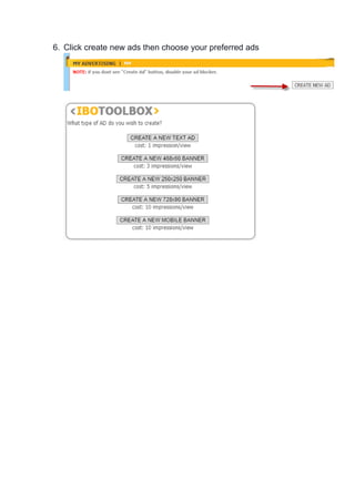 6. Click create new ads then choose your preferred ads
 