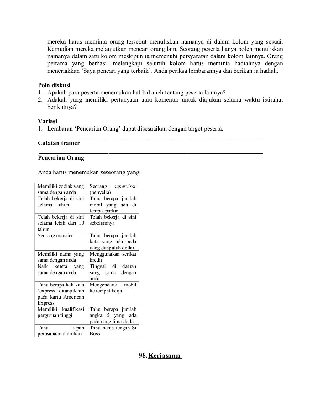 100 permainan untuk training (ice breaking)