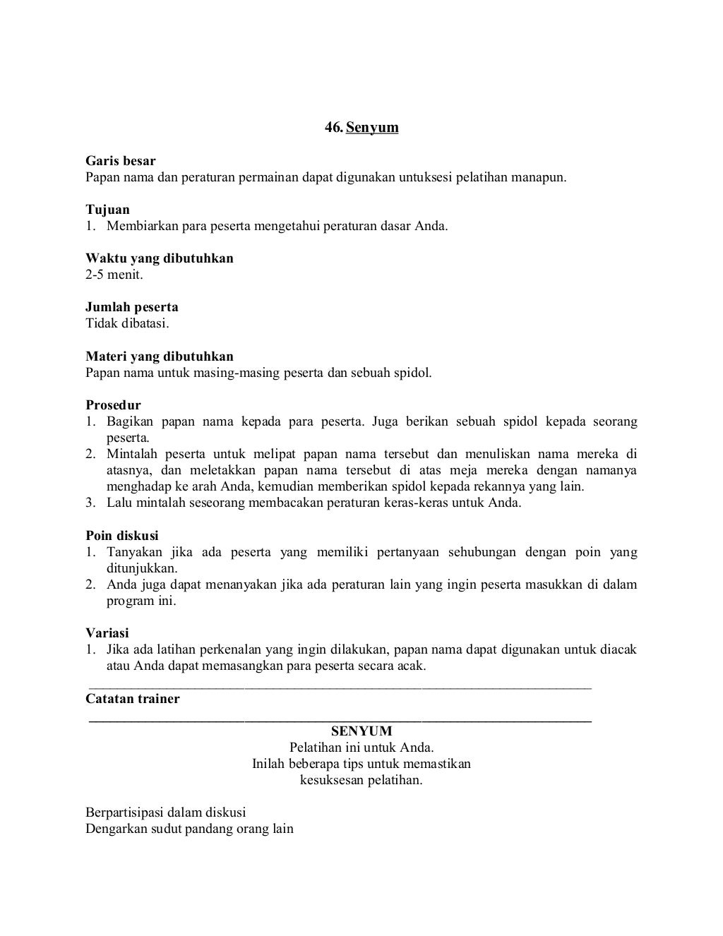 100 permainan untuk training (ice breaking)