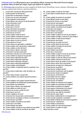 100 preguntas sobre Word