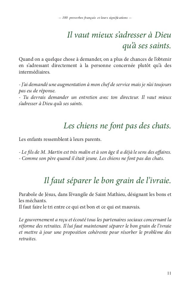 100 Proverbes Français En Pdf