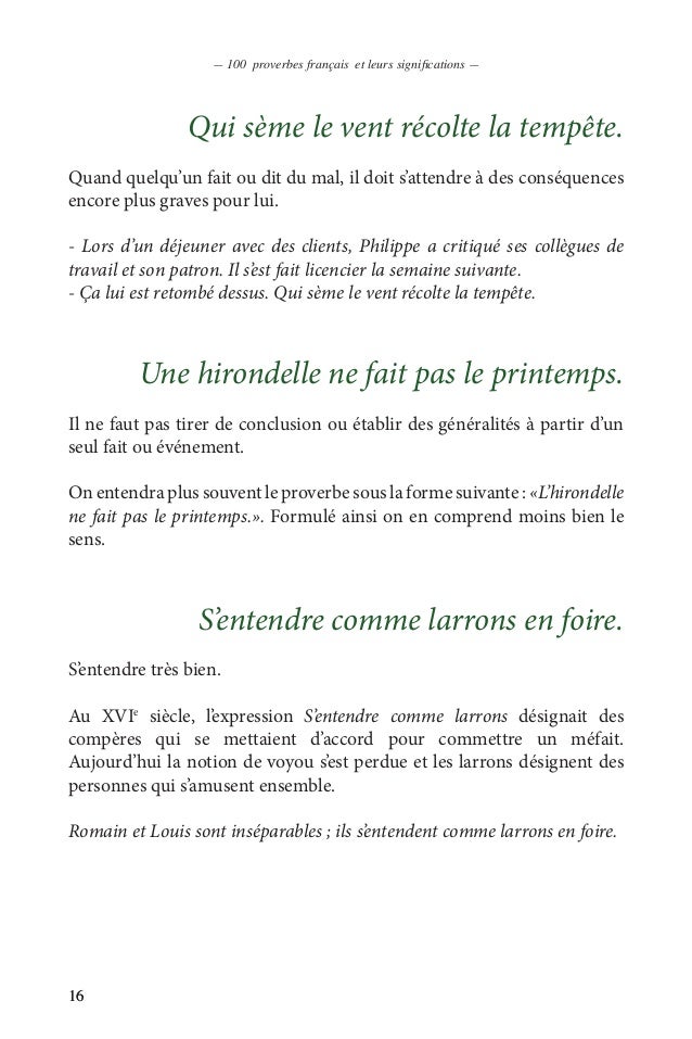 100 Proverbes Francais En Pdf