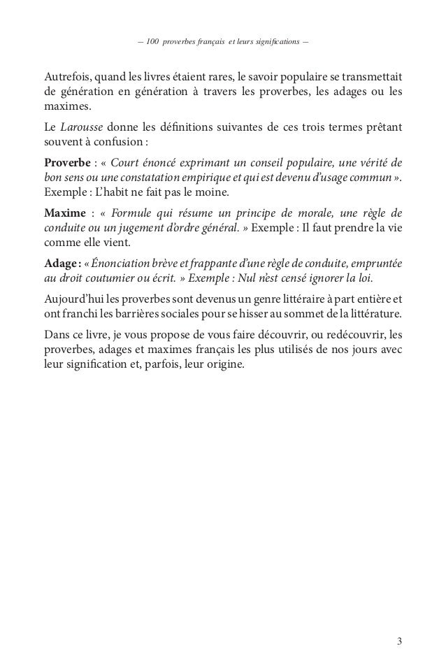 100 Proverbes Francais En Pdf