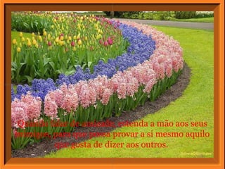 Quando falar de amizade, estenda a mão aos seus inimigos, para que possa provar a si mesmo aquilo que gosta de dizer aos outros.  