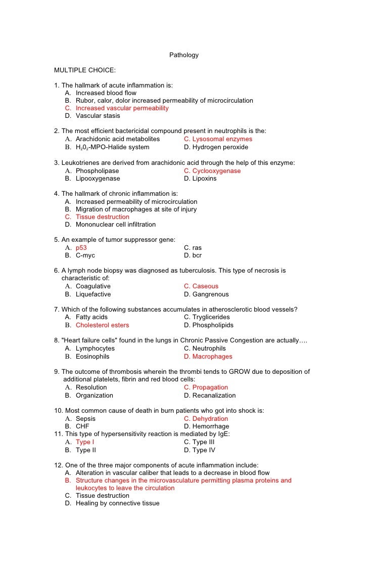 Pathology Practice Examination