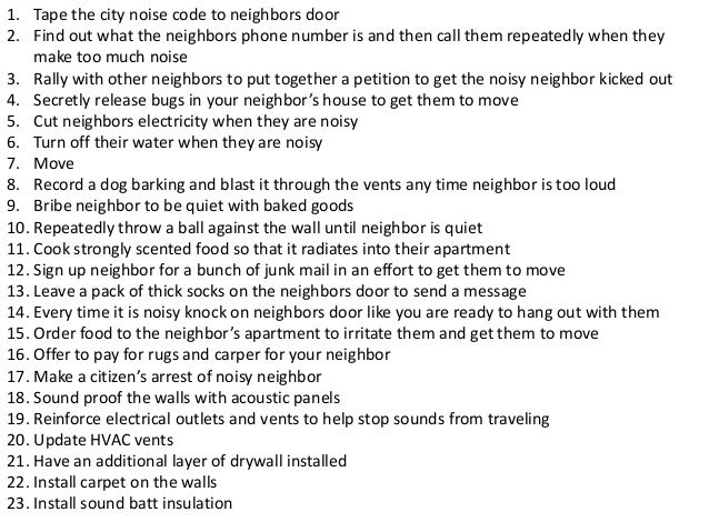 100 solutions for noisy neighbor