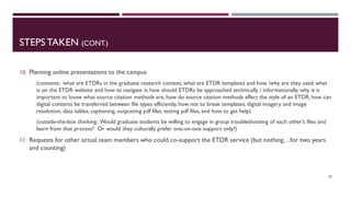 100% “Tier 0” in a Year?  Supporting Graduate Students’ ETDRs w/ Documentation