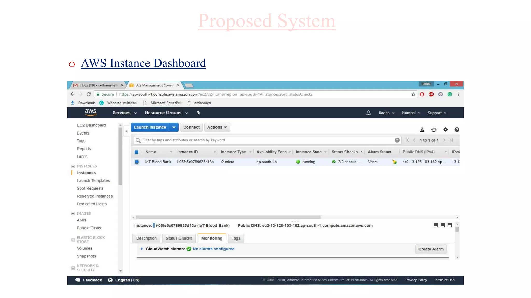 o AWS Instance Dashboard
Proposed System
 