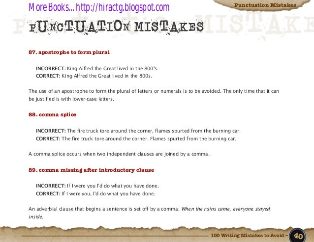 100 writing mistakes to avoid