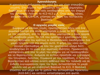 Χρονολόγηση
 Η χρονολογία ανέγερσης του ναού δεν μας είναι επακριβώς
 γνωστή. Στο κείμενο των θαυμάτων του Αγίου Δημητρίου,
διαβάζουμε ότι ο πρώτος ναός οικοδομήθηκε από τον έπαρχο
 του Ιλλυρικού Λεόντιο το 412-413 μ.Χ. Όταν αυτός κάηκε,
  ανάμεσα στα 628-634, χτίστηκε στη θέση του πεντάκλιτη
                         βασιλική.

                      Ο αρχικός μικρός ναός
      Σύμφωνα με κάποιες πηγές, πρωτοχτίστηκε πάνω από ένα
 ρωμαϊκό λουτρό στο οποίο μαρτύρησε ο άγιος το 303. Σύμφωνα
 με την παράδοση, από το σημείο όπου μαρτύρησε ο άγιος άρχισε
   να αναβλύζει μύρο. Το 324 που ορίστηκε ο χριστιανισμός σαν
επίσημη θρησκεία του κράτους οι Θεσσαλονικείς οικοδόμησαν ένα
    μικρό τρίκλιτο ναό στο σημείο αυτό. Η φήμη του ναού αυτού
       σύνομα εξαπλώθηκε σε όλο τον χριστιανικό κόσμο διότι
  αποδείχτηκε ότι το μύρο είχε ιαματικές ιδιότητες. Προσκυνητές
  κατέφταναν από όλα τα μέρη του κόσμου για να προσευχηθούν
και να θεραπευτούν. Ανάμεσα σε αυτούς προσήλθε και ο έπαρχος
 του Ιλλυρικού, Λεόντιος. Σύμφωνα με την παράδοση, ο Λεόντιος
θεραπεύτηκε από κάποια ανίατη ασθένεια που τον ταλάνιζε και σε
   ένδειξη ευγνωμοσύνης προς τον Άγιο, αντικατέστησε το μικρό
     τρίκλιτο ναό με μια επιβλητική Βασιλική το 413. Η Βασιλική
  στεκόταν εκεί μέχρι και τα χρόνια του αυτοκράτορα Ηρακλείου
          (610-641) και κατόπιν καταστράφηκε από φωτιά.
 