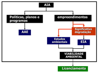 AIA empreendimentos Políticas, planos e programas AAE Licenciamento EIA Significativa degradação Estudos ambientais VIABILIDADE AMBIENTAL 