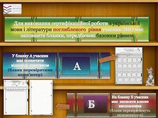 зукраїнської мови і літературипоглибленого рівнябазовим рівнем (бланк перевірятиме комп’ютер) 
(бланк перевірятимуть екзаменатори)  