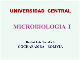 UNIVERSIDAD CENTRAL
Dr. José Luis Gonzales F.
COCHABAMBA - BOLIVIA
 