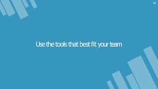 Usethetools that bestfit yourteam
11
 