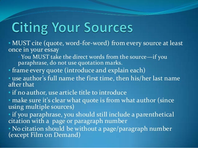 Properly cite a source in an essay