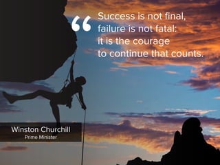 Winston Churchill

Prime Minister
“
Success is not final,  
failure is not fatal:  
it is the courage  
to continue that counts.
 