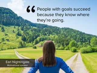 Earl Nightingale

Motivational speaker
“
People with goals succeed
because they know where
they’re going.
 