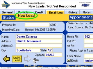 Managing Your Assigned Leads;    New Leads / Not Yet Responded 