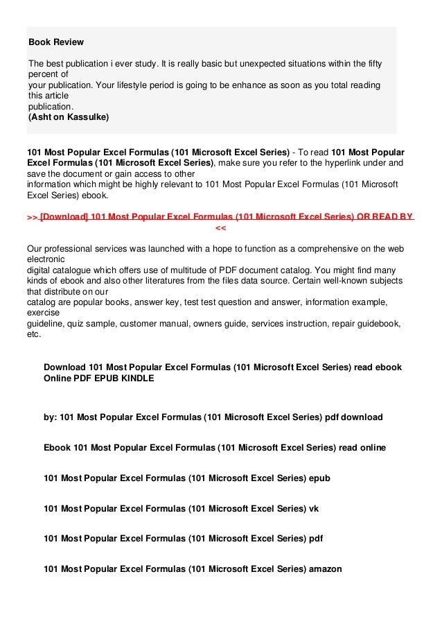 101 Most Popular Excel Formulas 101 Microsoft Excel Series Full Onl