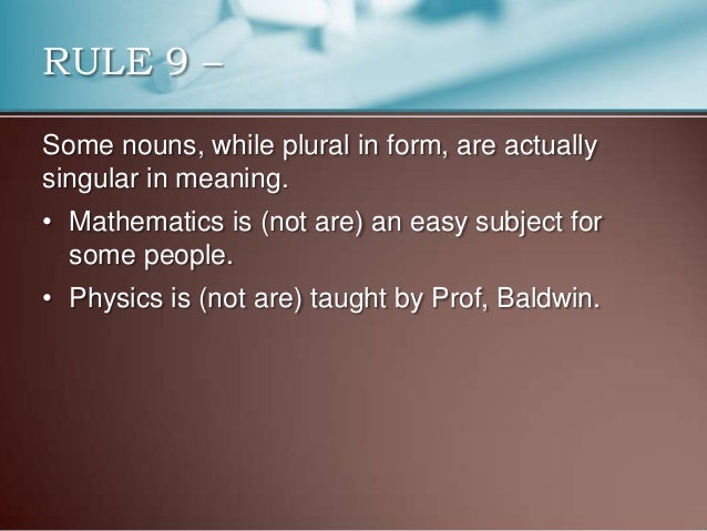 Subject-Verb Agreement