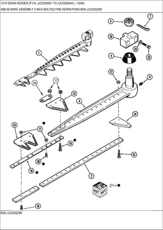 BSN JJC0302299
1010 GRAIN HEADER (P.I.N. JJC0300001 TO JJC0308544) ( -10/04)
09B-06 KNIFE ASSEMBLY 3 INCH BOLTED FINE SERRATIONS BSN JJC0302299
 