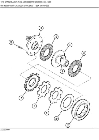 JJC0304999
1010 GRAIN HEADER (P.I.N. JJC0300001 TO JJC0308544) ( -10/04)
09C-15 SLIP CLUTCH AUGER DRIVE SHAFT - BSN JJC0304999
 