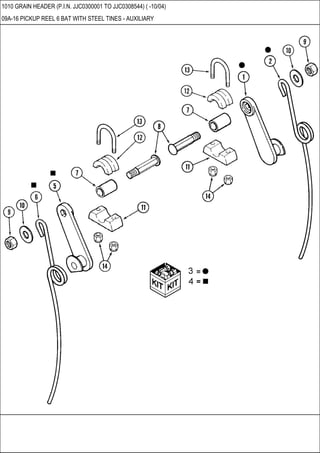1010 GRAIN HEADER (P.I.N. JJC0300001 TO JJC0308544) ( -10/04)
09A-16 PICKUP REEL 6 BAT WITH STEEL TINES - AUXILIARY
 