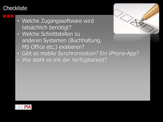 ChecklisteWelche Zugangssoftware wirdtatsächlich benötigt?
