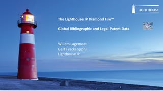 The Lighthouse IP Diamond File™
Global Bibliographic and Legal Patent Data
Willem Lagemaat
Gert Frackenpohl
Lighthouse IP
 