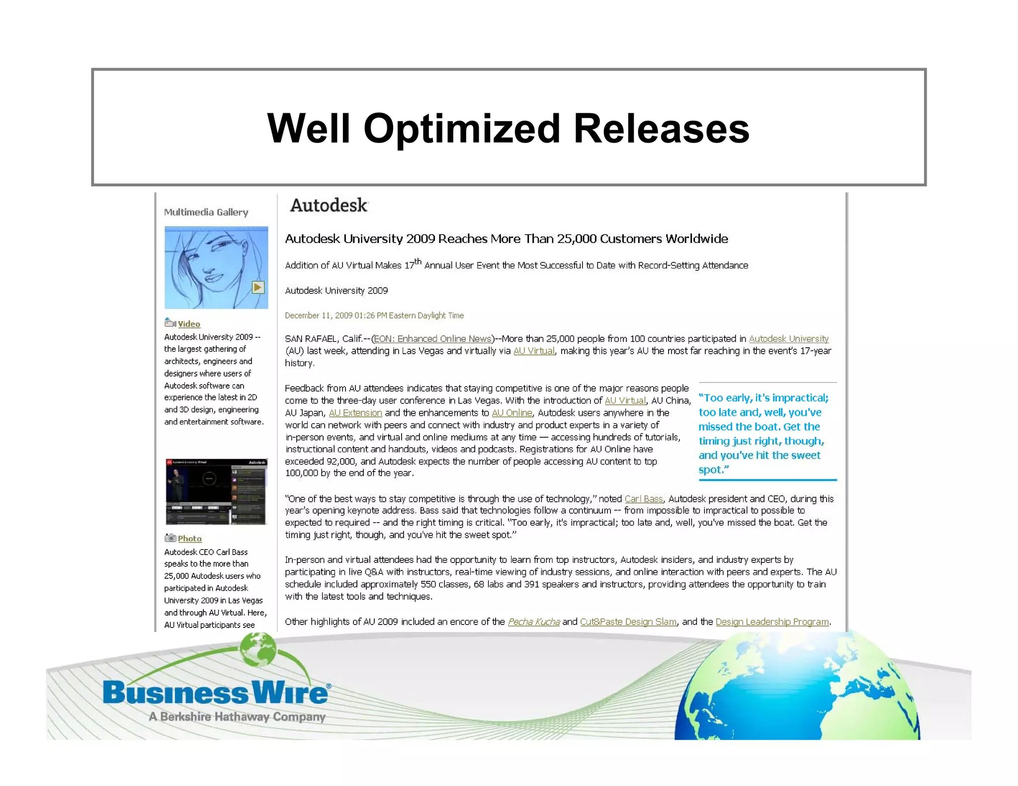 Well Optimized Releases
      p
 
