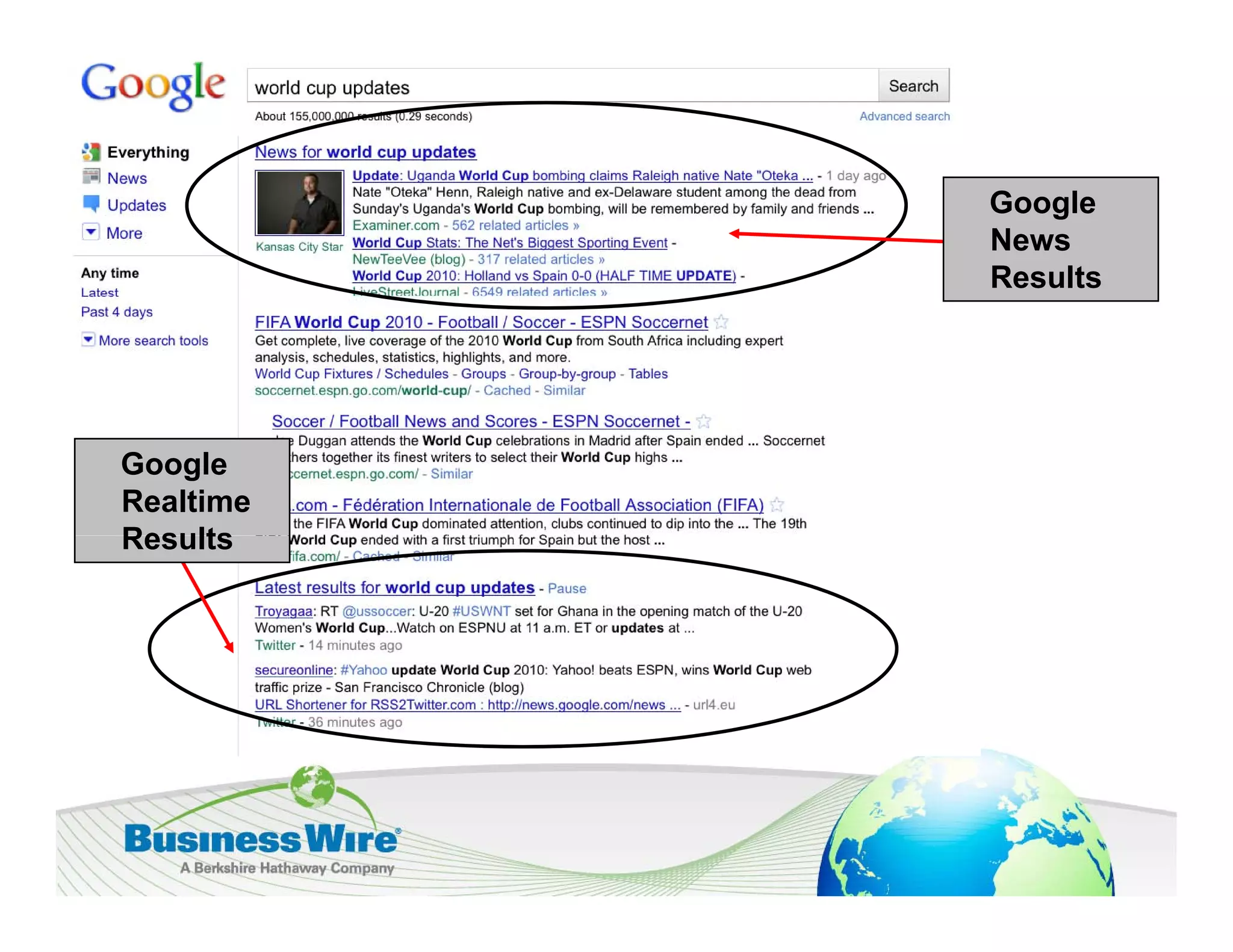 Google
           News
           Results




Google
Realtime
Results
 