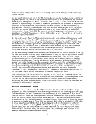 mckesson 2006 Letter to Stockholders