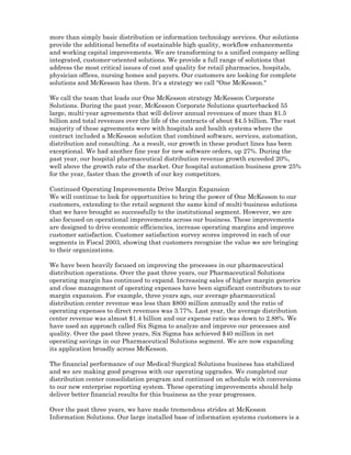 mckesson Letter to Stockholders 2003