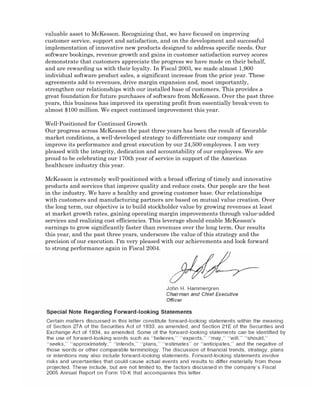 mckesson Letter to Stockholders 2003