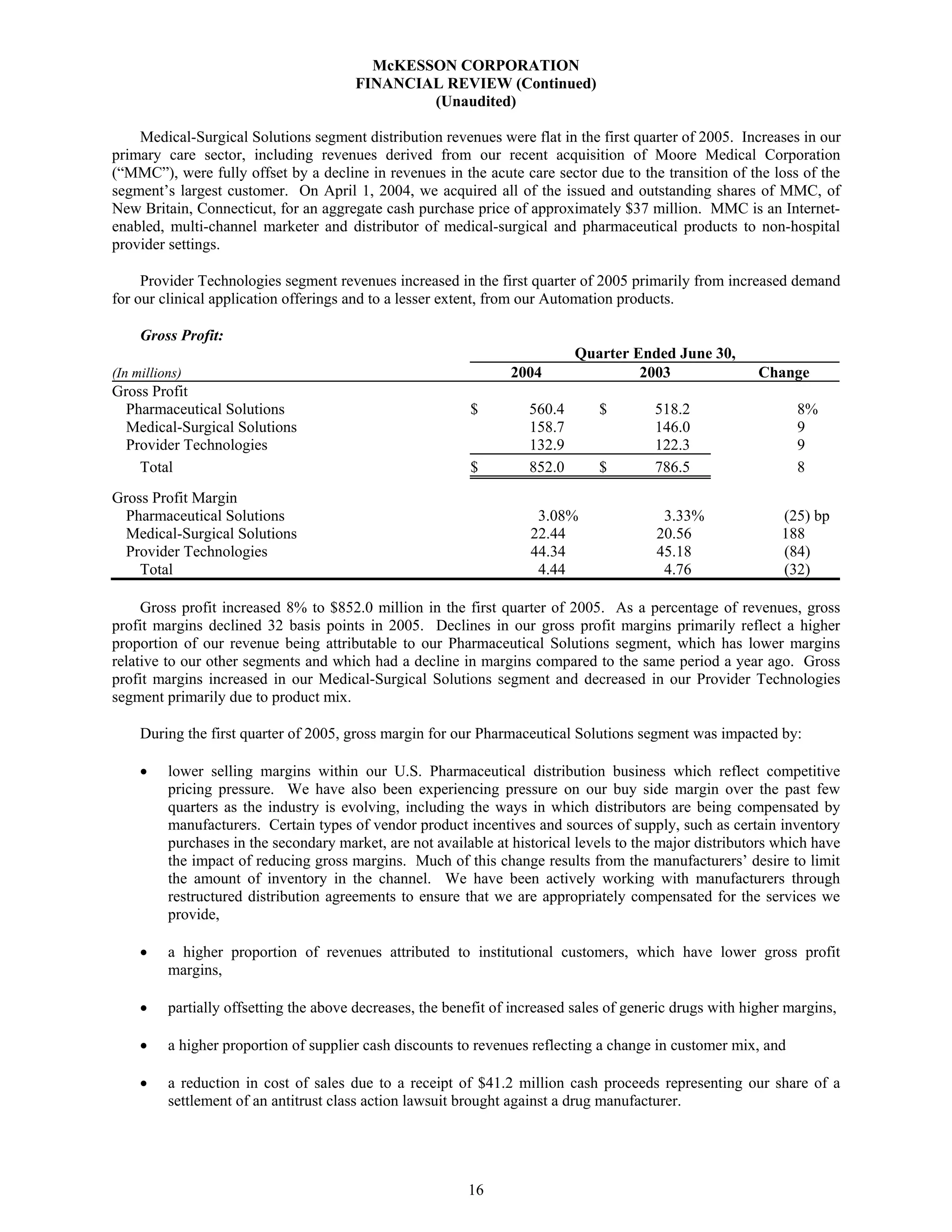 Mekesson Quarterly Reports 2005 1st