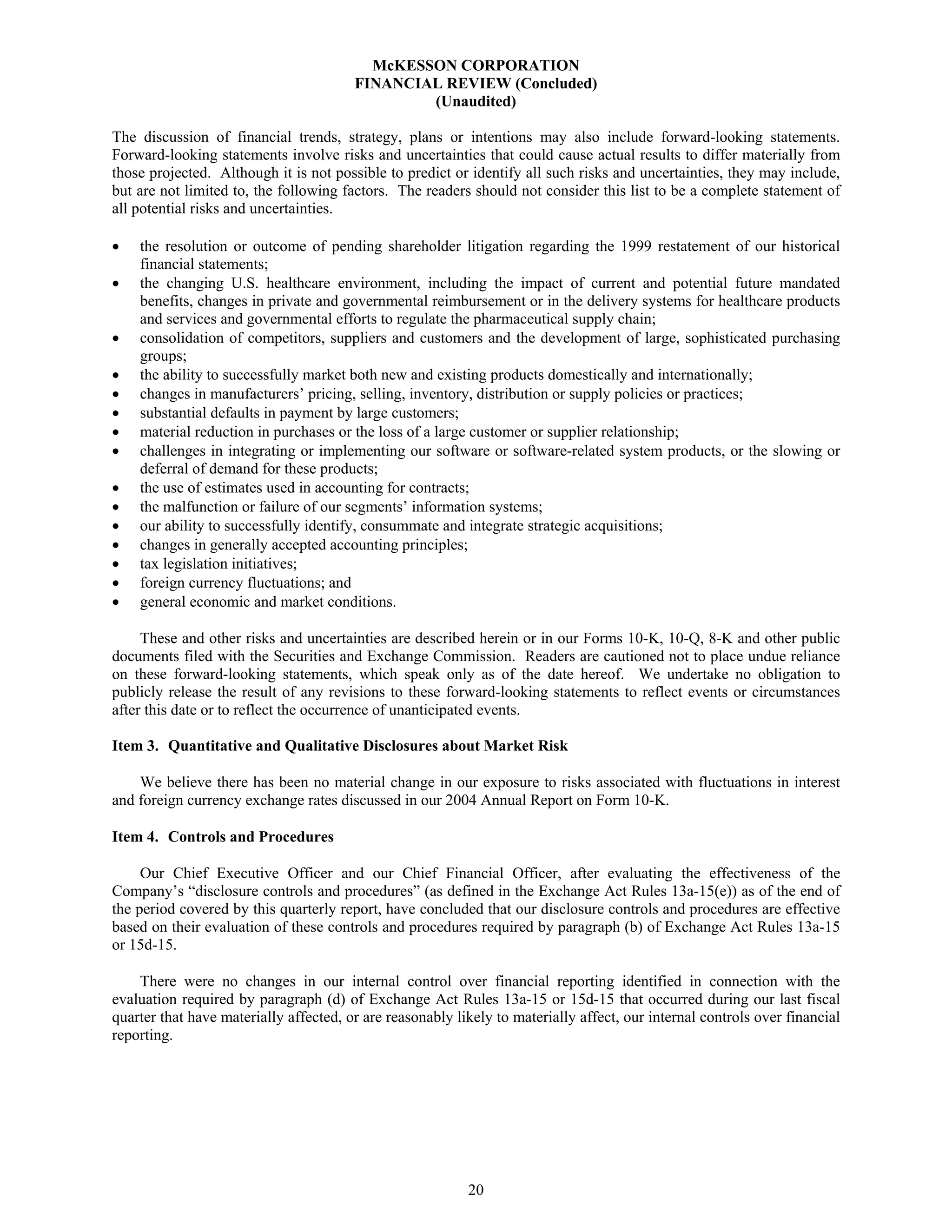 Mekesson Quarterly Reports 2005 1st