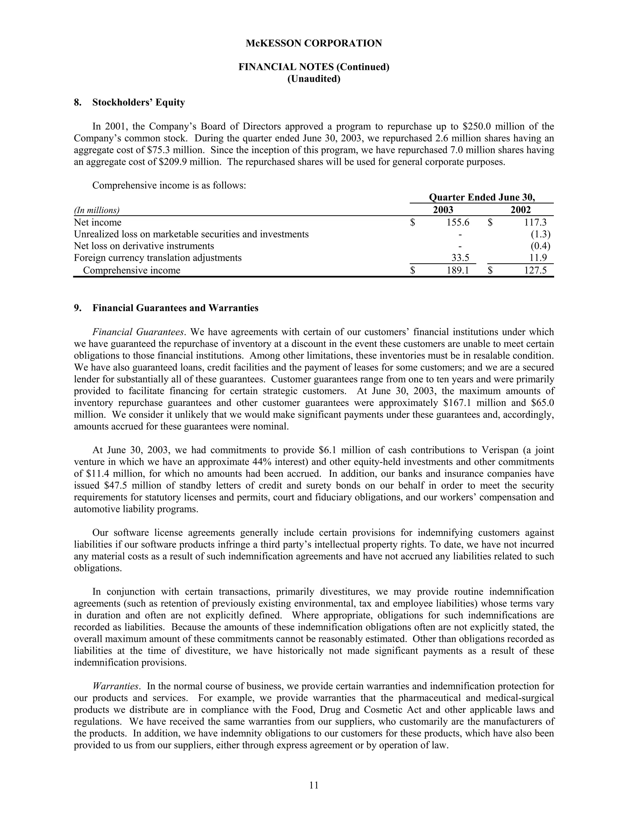 Mekesson Quarterly Reports 2004 1st 