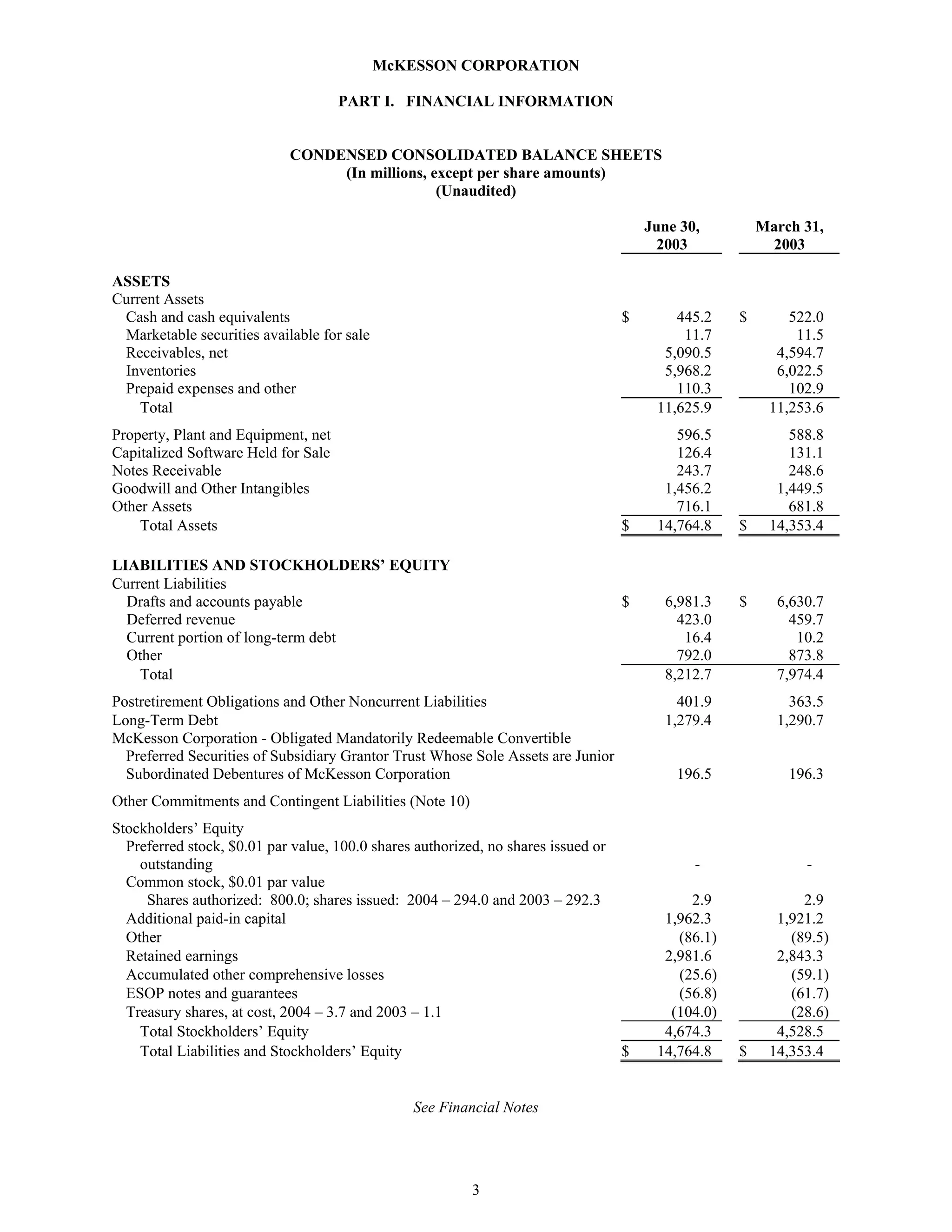 Mekesson Quarterly Reports 2004 1st 