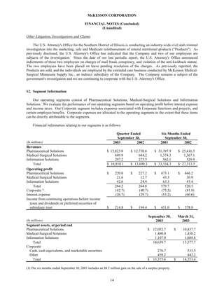 Mekesson Quarterly Reports 2004 2nd  