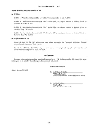 Mekesson Quarterly Reports 2004 2nd  